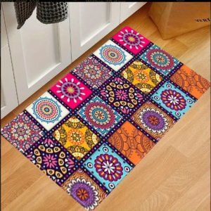 Colorful Boho Non Slip Cushioned Kitchen Bathroom or Door Mat 20" x 31" NEW